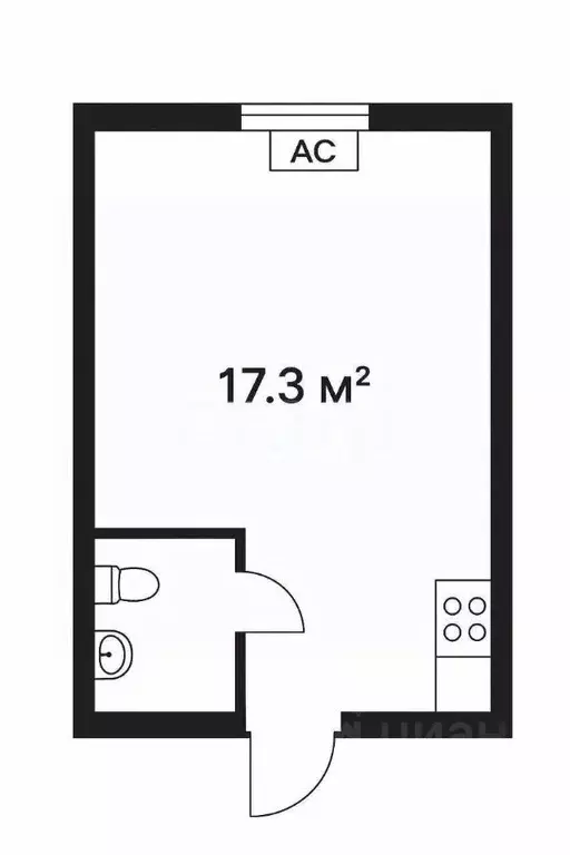 Студия Краснодарский край, Сочи Мамайка мкр, ул. Фадеева, 32 (17.3 м) - Фото 2