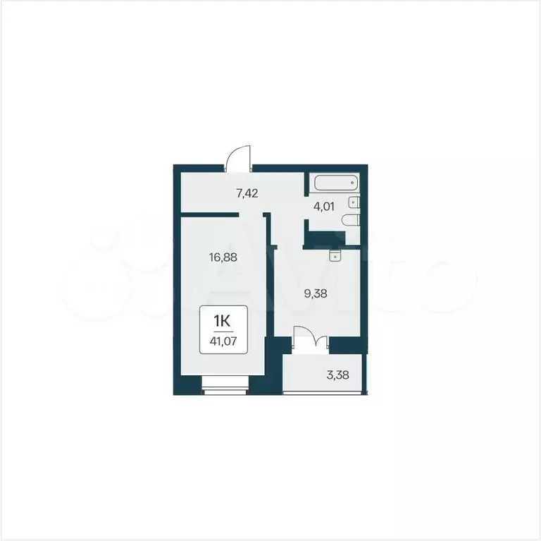 1-к. квартира, 41,1 м, 12/25 эт. - Фото 0