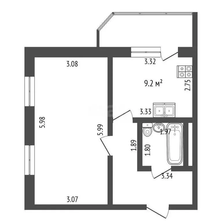 1-комнатная квартира: Вологда, улица Лётчика Каберова, 9 (38 м) - Фото 0