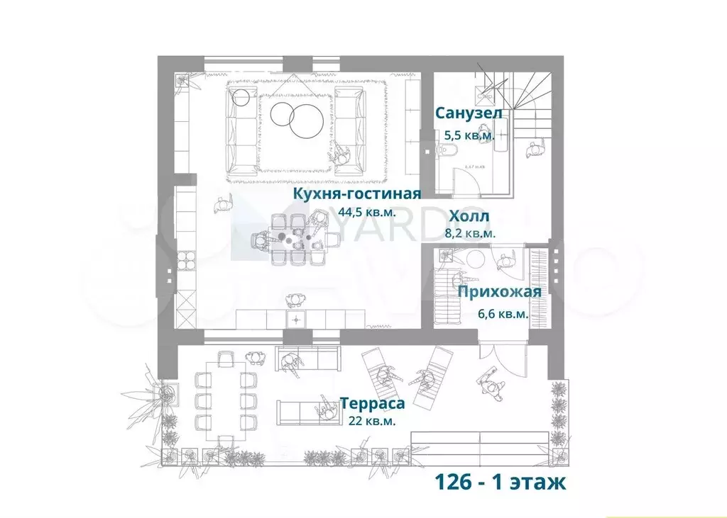 3-к. квартира, 126 м, 1/2 эт. - Фото 0