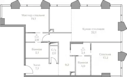 2-к кв. москва лужнецкая наб. (93.0 м) - Фото 0