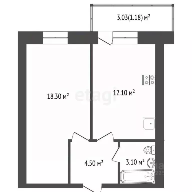1-к кв. Вологодская область, Вологда Старое ш., 3Бк1 (37.7 м) - Фото 1