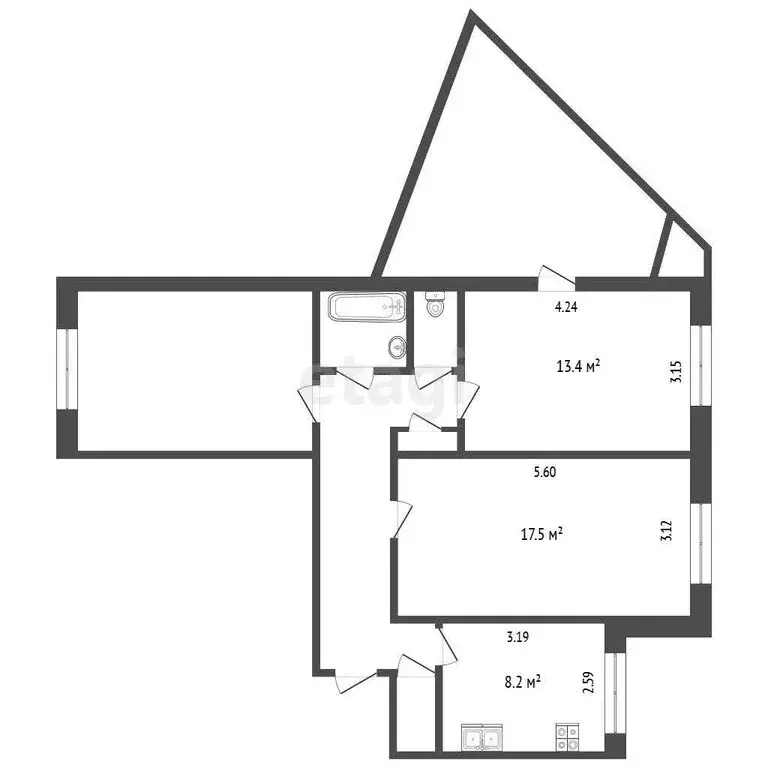 3-комнатная квартира: Тюмень, улица Монтажников, 17 (66.6 м) - Фото 0