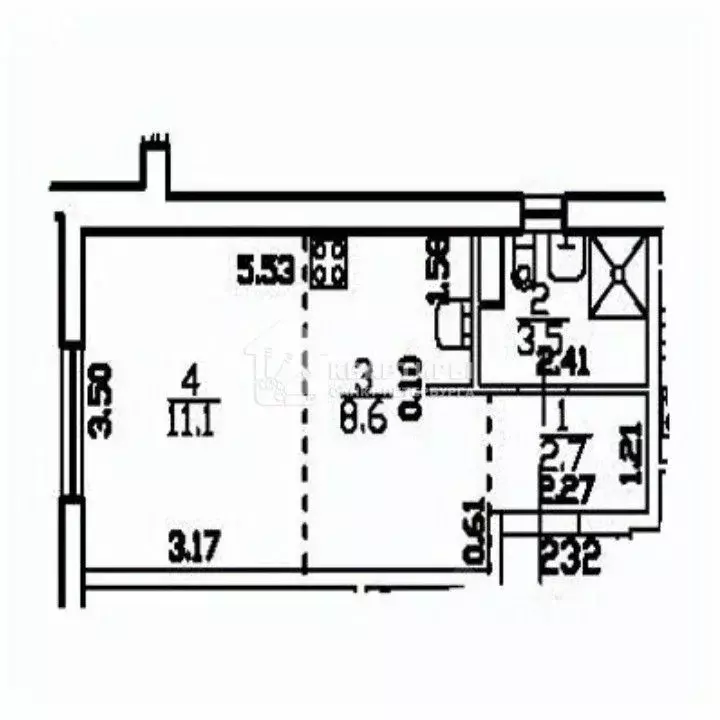 Студия Санкт-Петербург ул. Дыбенко, 8к3 (27.0 м) - Фото 2