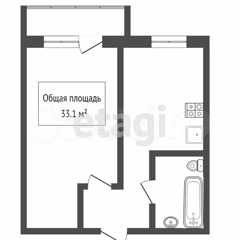 1-к. квартира, 43 м, 6/10 эт. - Фото 0