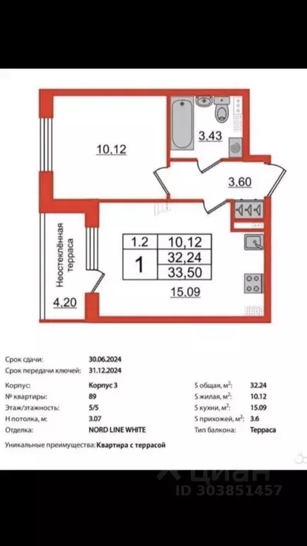 1-к кв. Санкт-Петербург Пулковское ш., 99к4 (32.0 м) - Фото 0