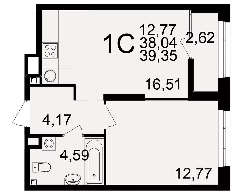 1-к кв. Рязанская область, Рязань Аура жилой комплекс (38.04 м) - Фото 1