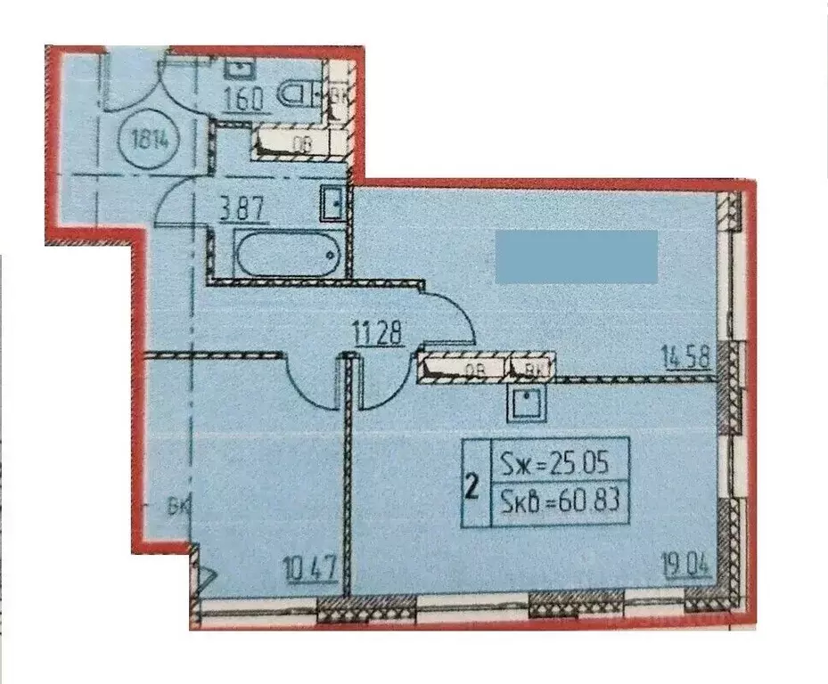 2-к кв. Москва Рязанский просп., 2/1к2Г (60.83 м) - Фото 2