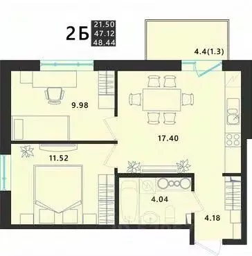 2-к кв. Псковская область, Псковский район, Завеличенская волость, д. ... - Фото 1