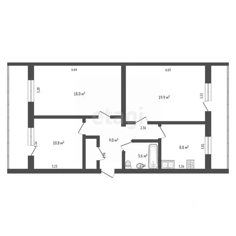 3-к кв. Крым, Феодосия ул. Габрусева, 13Б (76.5 м) - Фото 2