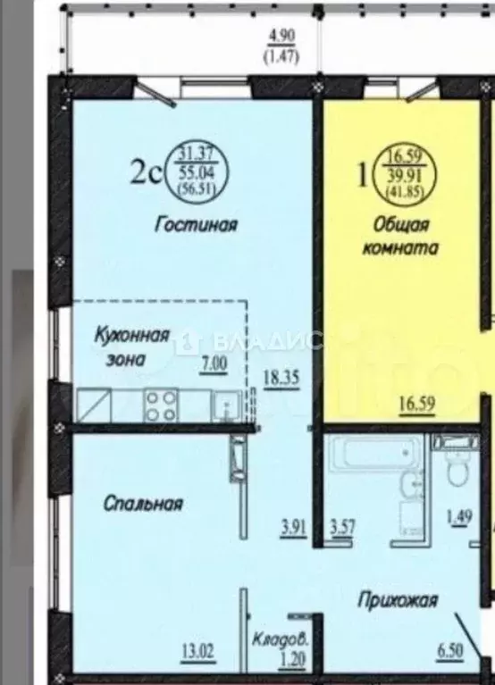 2-к кв. Новосибирская область, Новосибирск ул. Виталия Потылицына, 7/4 ... - Фото 1