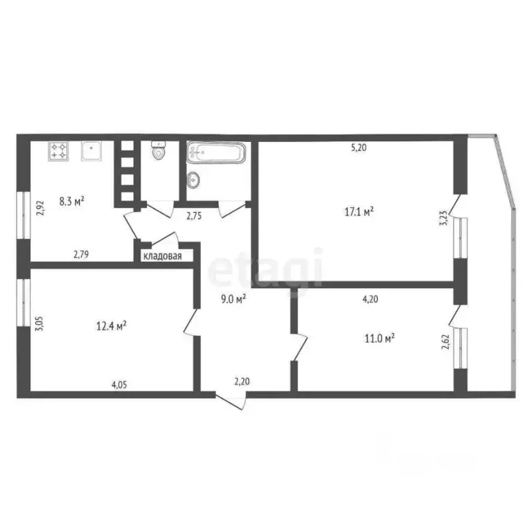 3-к кв. Крым, Симферополь ул. Декабристов (65.0 м) - Фото 1