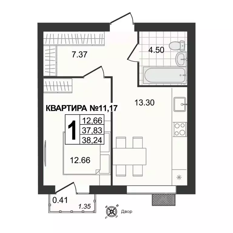 1-к кв. Владимирская область, Муром ул. 1-я Новослободская (38.24 м) - Фото 0