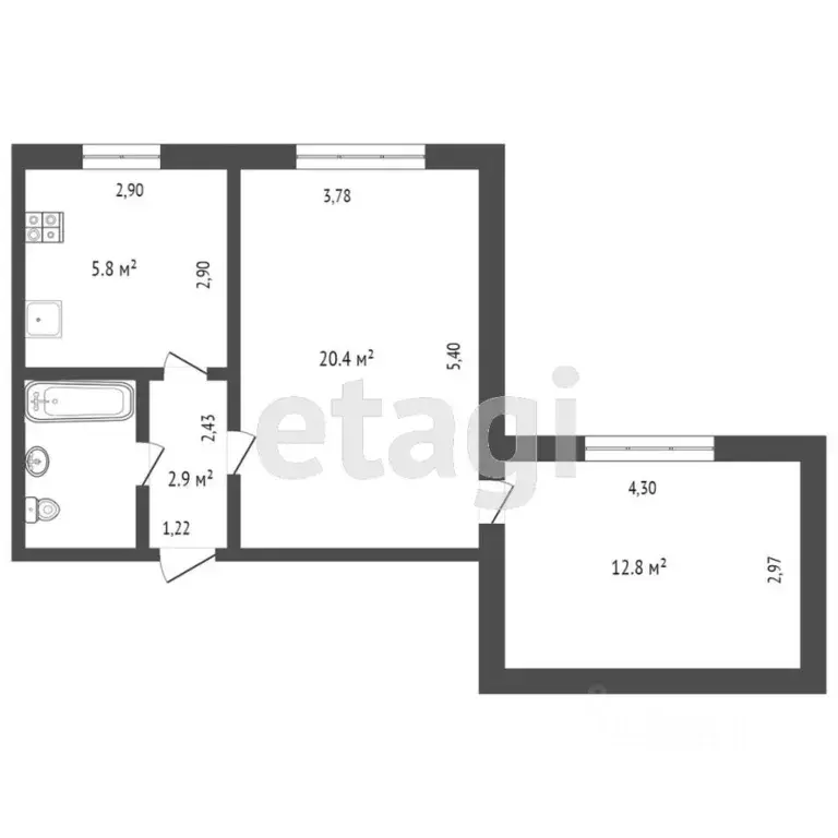 2-к кв. Тюменская область, Тюмень ул. Мельникайте, 57 (49.0 м) - Фото 1