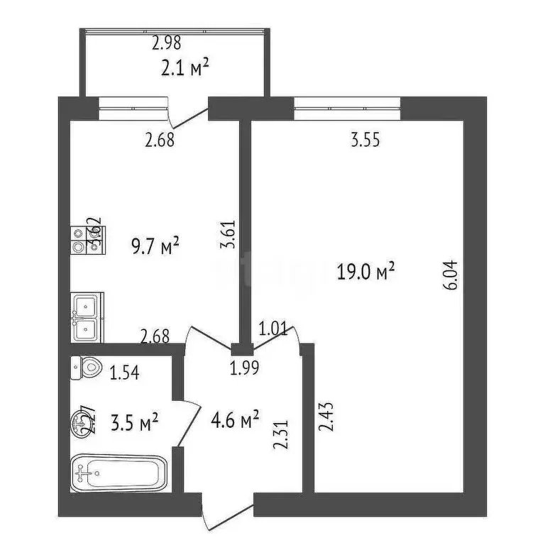 1-комнатная квартира: Стерлитамак, проспект Октября, 95 (36.8 м) - Фото 0