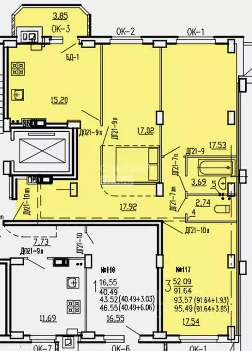 3-к кв. Курская область, Курск ул. 2-я Агрегатная, 57 (93.57 м) - Фото 1