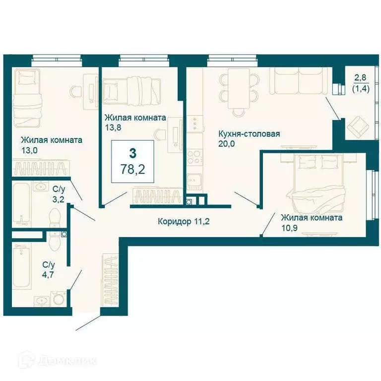 Продаётся 3-к квартира, 78.2 м - Фото 0