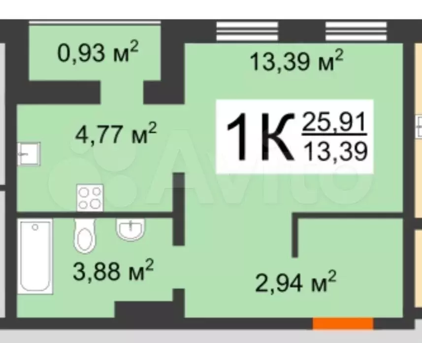Квартира-студия, 25 м, 7/10 эт. - Фото 0