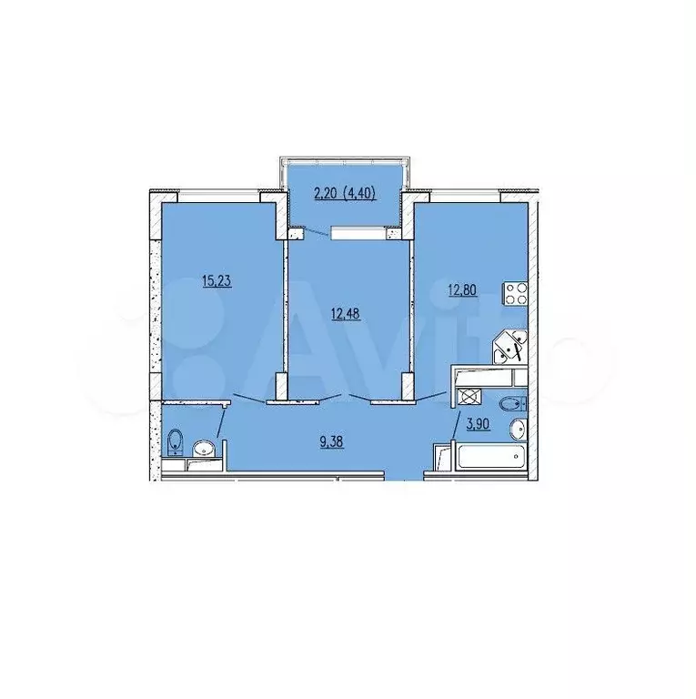 2-к. квартира, 58,1 м, 2/8 эт. - Фото 1