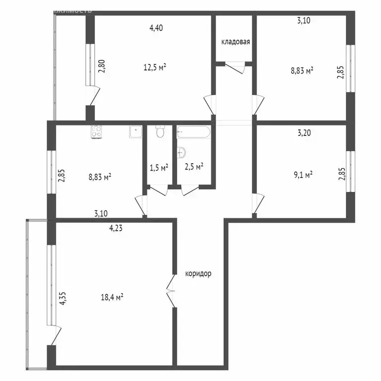 4-комнатная квартира: Ачинск, улица Чкалова, 12 (76.6 м) - Фото 1