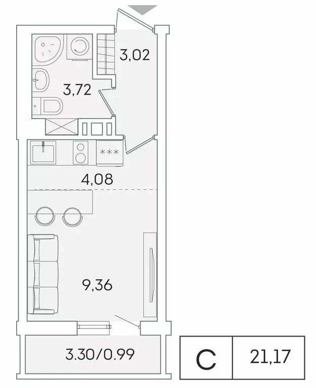 Квартира-студия: Мурино, Графская улица, 6к4 (20.2 м) - Фото 0