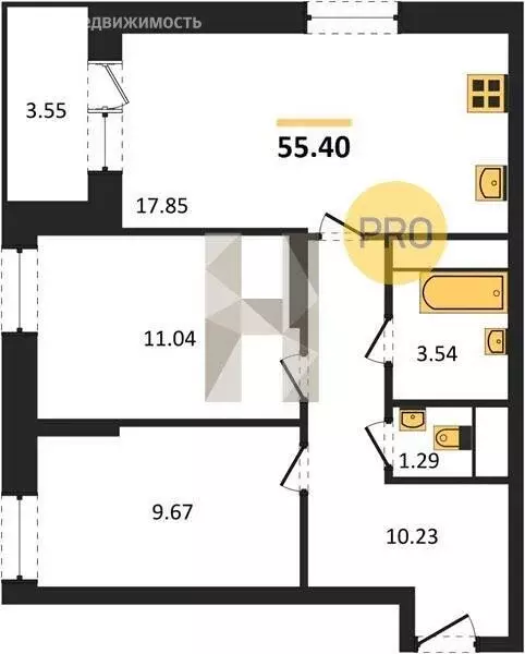 2-комнатная квартира: Воронеж, улица Кривошеина, 13/14 (55.4 м) - Фото 0