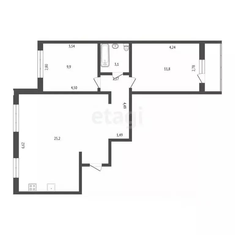 3-к кв. Крым, Саки ул. Санаторная (63.0 м) - Фото 2