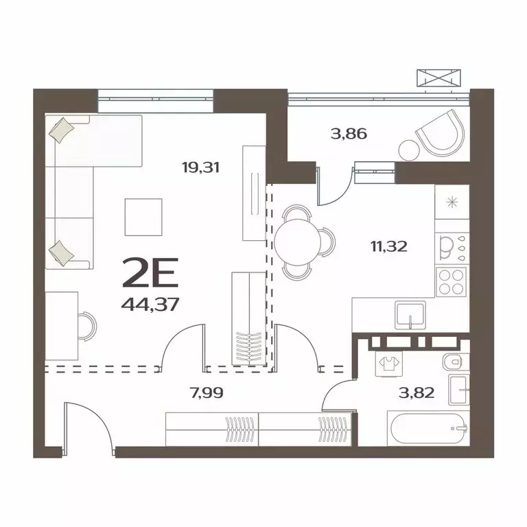 1-комнатная квартира: Владивосток, улица Коммунаров, 15к4 (42.6 м) - Фото 1