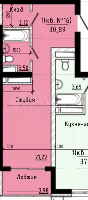 1-к. квартира, 31 м, 16/29 эт. - Фото 0