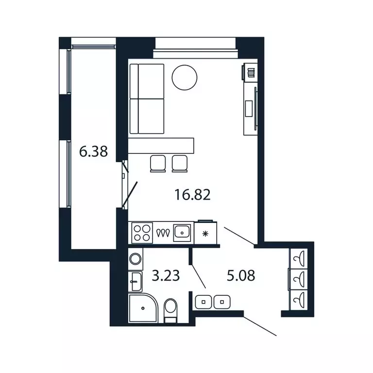 Квартира-студия: город Новоселье, Центральная улица, 30к1 (24.9 м) - Фото 1