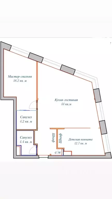3-к кв. Москва ул. Народного Ополчения, 15К3 (85.0 м) - Фото 2