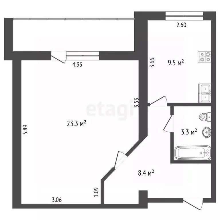 1-к кв. Ямало-Ненецкий АО, Новый Уренгой Юбилейный мкр, 4/2А (43.4 м) - Фото 1