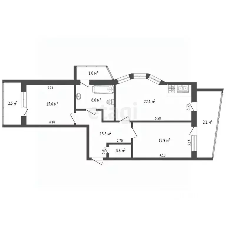 3-к кв. Московская область, Балашиха Заречная ул., 41 (80.5 м) - Фото 2
