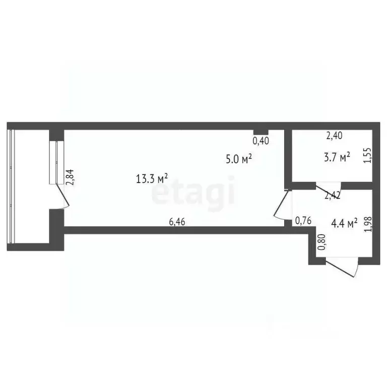 Студия Алтайский край, Бийск ул. Михаила Митрофанова, 2/2 (38.5 м) - Фото 1