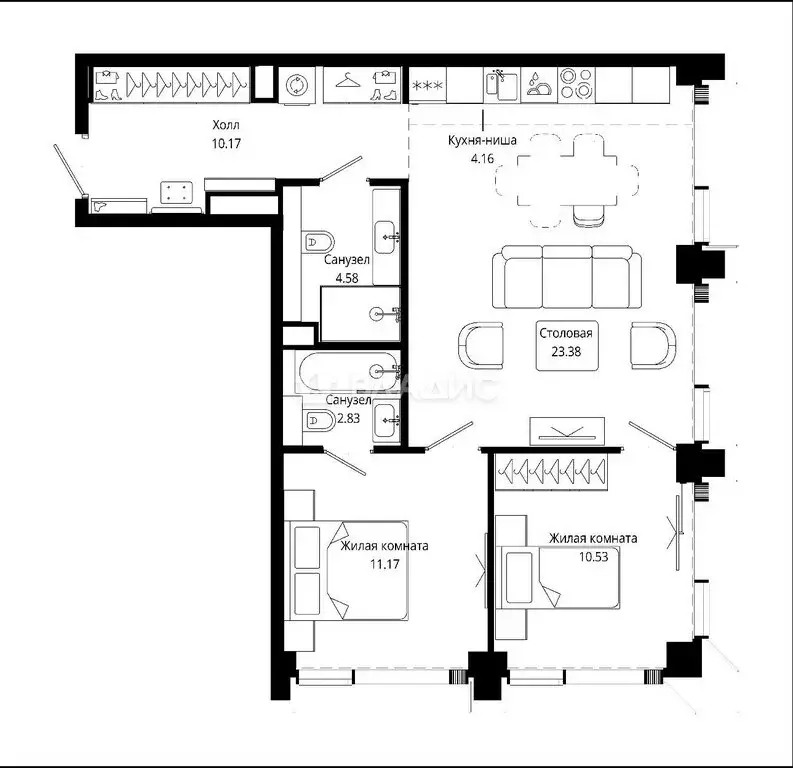 3-комнатная квартира: Москва, 4-я улица Марьиной Рощи, 10к3 (68.2 м) - Фото 1