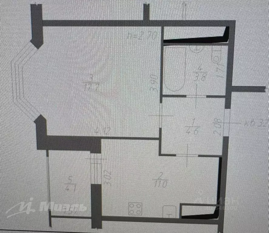 1-к кв. Москва Симферопольский бул., 30к3 (37.1 м) - Фото 2