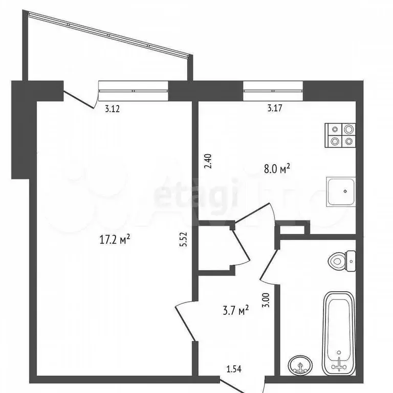 1-к. квартира, 37 м, 9/9 эт. - Фото 0