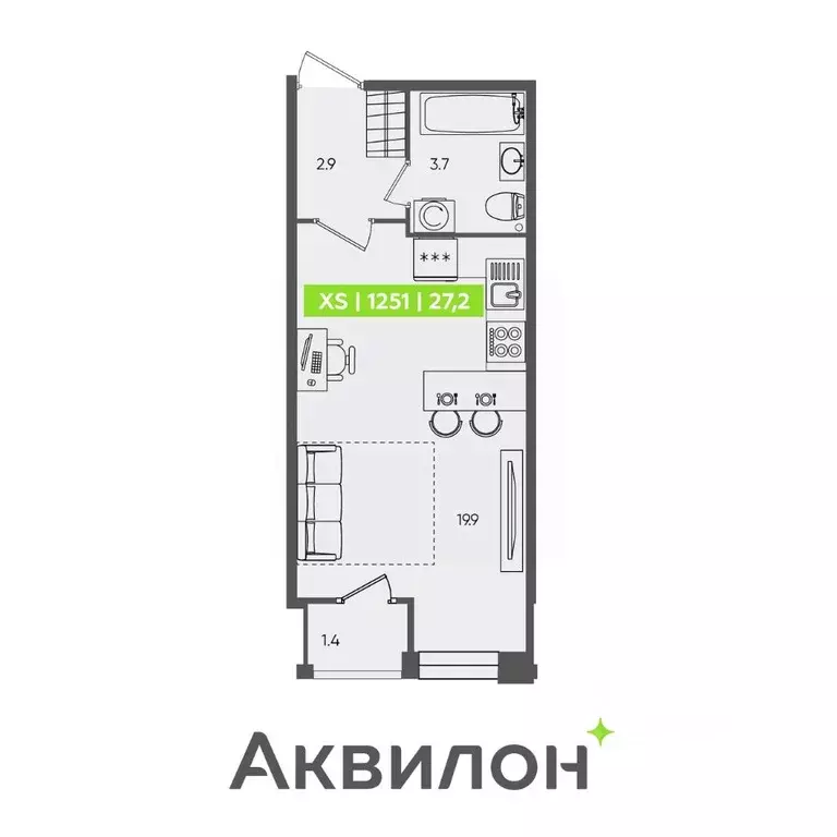 Студия Санкт-Петербург Планерная ул., 87к1 (27.2 м) - Фото 0