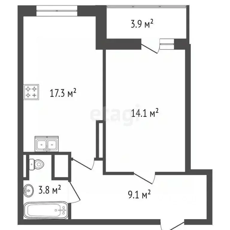 1-к кв. Санкт-Петербург ул. Федора Котанова, 13к1 (44.6 м) - Фото 1