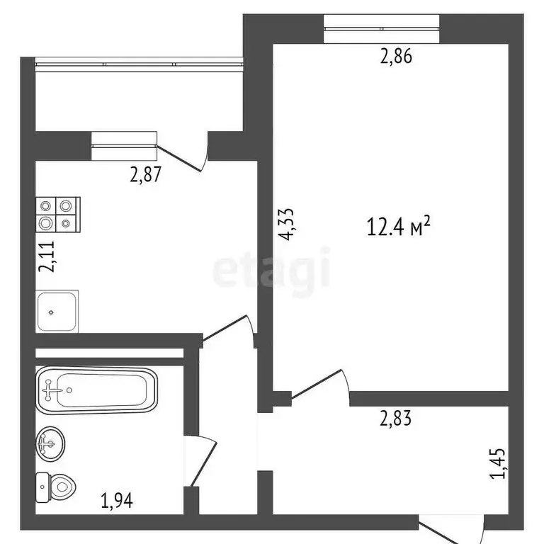 1-комнатная квартира: Новокузнецк, Ноградская улица, 17 (28.3 м) - Фото 0