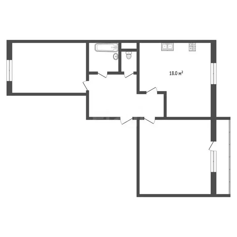 2-комнатная квартира: Тобольск, микрорайон Центральный, 22 (60.68 м) - Фото 1
