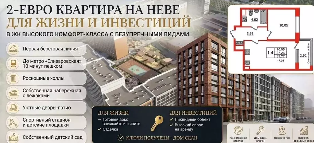 1-к кв. Санкт-Петербург просп. Обуховской обороны, 36 (36.7 м) - Фото 1