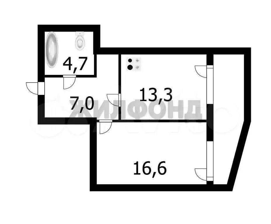 1-к. квартира, 41,6 м, 4/17 эт. - Фото 0
