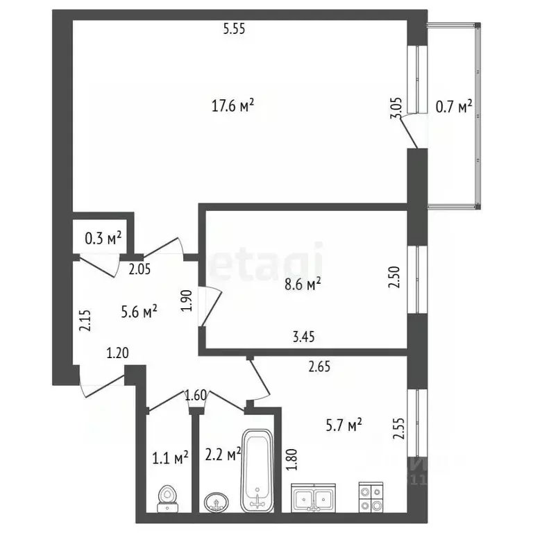 2-к кв. Мордовия, Саранск ул. Розы Люксембург, 22 (41.0 м) - Фото 2