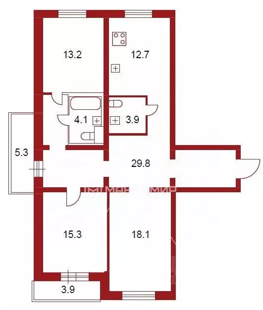 3-к кв. Санкт-Петербург ул. Руднева, 9к3 (97.1 м) - Фото 1