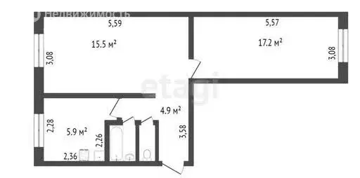 2-комнатная квартира: Черногорск, Красноярская улица, 91 (42.8 м) - Фото 1
