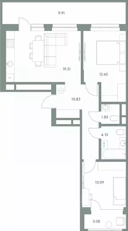 2-к кв. Ханты-Мансийский АО, Сургут ул. Крылова (72.67 м) - Фото 1