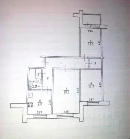 3-к кв. Воронежская область, Воронеж ул. Машиностроителей, 13/1 (68.3 ... - Фото 2