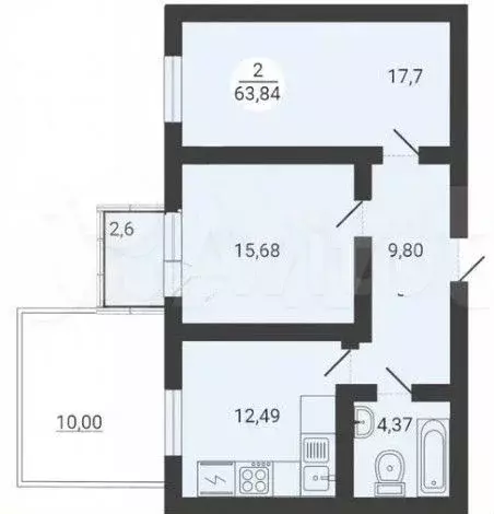2-к. квартира, 64 м, 2/3 эт. - Фото 0