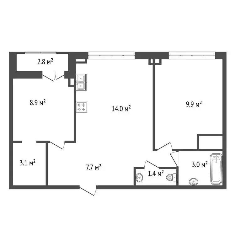 2-комнатная квартира: посёлок Романовка, 33 (47.3 м) - Фото 0